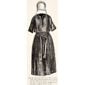  1889 Wood Engraving Woman Skirt Bodice Bronze Ornaments 