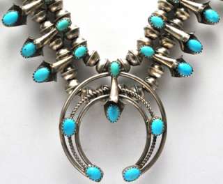   Turquoise Squash Blossom Necklace & Earrings Set   Lenore Garcia