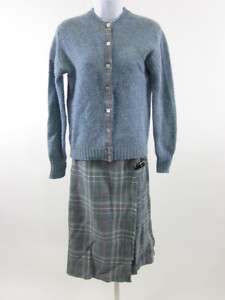 GLENISLA Blue Wool Sweater Kilt Skirt Outfit Set Sz 6  