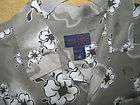 Tru Cal Mint Grey Hawaiian Floral Aloha Shirt Medium FREE USA 