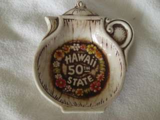Vintage Treasure Craft Pottery Hawaii 50th State Tea Bag Holder 