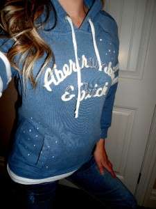   & Fitch by Hollister Blue Pull Over Kango Pkt Hoodie Sweat Shirt M/L