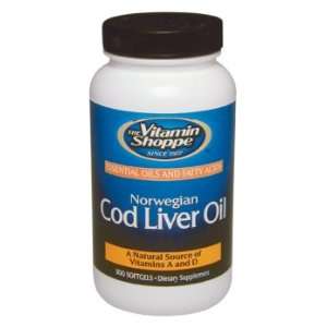  Vitamin Shoppe   Norwegian Cod Liver Oil, 300 softgels Health 