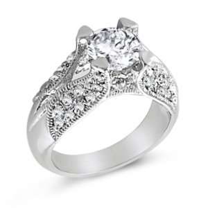 Solitaire Engagement Ring Wedding Set CZ Sterling Silver (1.70 Carat 
