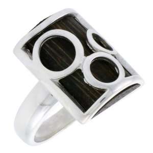  Sterling Silver Bubble Design Rectangular Ring, w/ Ancient 