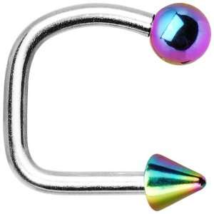  Rainbow Titanium Ball Spike Lippy Loop Labret Jewelry