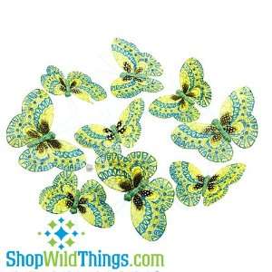  Butterfly Garland   Chartreuse with Blue Glitter and 