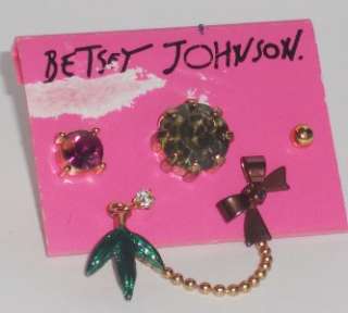 BETSEY JOHNSON 4 PACK OF EARRINGS, MIX AND MATCH, ALL POST STYLE 