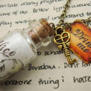   in Wonderland Bottle With DRINK ME Tag and Key Necklace Kitsch  