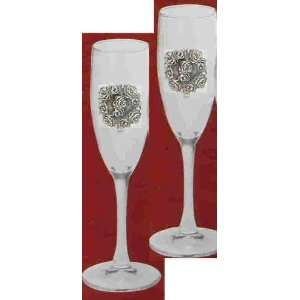 Rose Champagne Flute Glass 5.75 oz Set of 2 Kitchen 