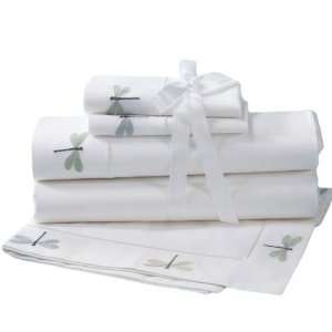  Embroidered Dragonflies Sheet Set ( White, King )