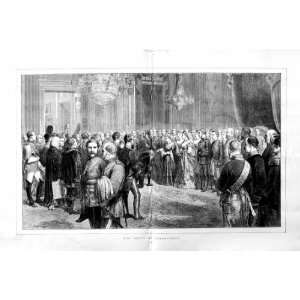    1872 Scene Queen Order Knighthood Royalty Old Print