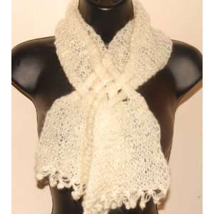  Handmade Knitted Shawl scarf beige color 