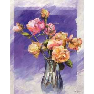  I. Kupper 27.5W by 35.5H  Roses with a Blue Vase 