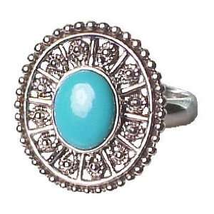 CaratGems Sterling Silver 10 X 8 mm Oval Cabochon Turquoise Ring   9.0
