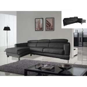  Ultimo Leather Delmar Black Sectional