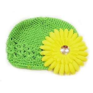   Hat Fits 0   9 Months With a 4 Yellow Gerbera Daisy Flower Hair Clip