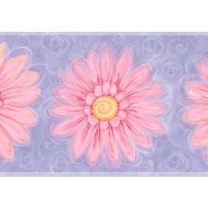  Bright Pink and Purple Flower Power Wallpaper Border Baby