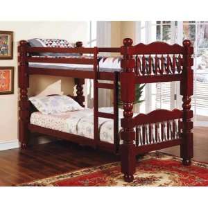  Twin Size Bunk Bed Cherry Finish