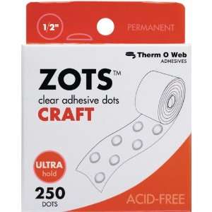  Zots Clear Adhesive Dots Craft 1/2X1/16 Thick 25