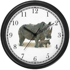  Rhinoceros Mother & Baby Wall Clock by WatchBuddy 