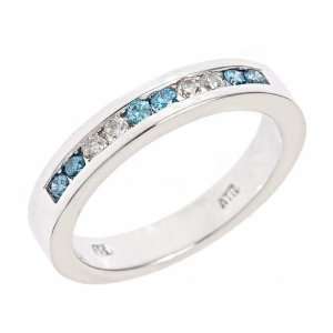 14k White Gold Channel Set Diamond Wedding Anniversary Band Ring (0.32 