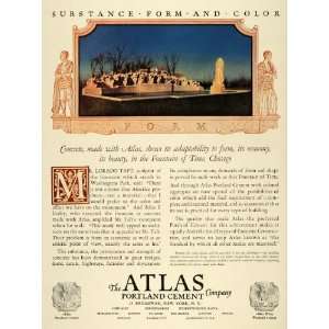  1925 Ad Atlas Portland Cement Rock Fountain Lorado Taft 