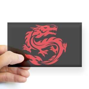    Sticker Clear (Rectangle) Tribal Red Dragon 