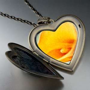 Pugster Yellow Calla Lily Flower Large Photo Locket Pendant Necklace