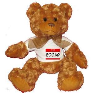  HELLO my name is EDGAR Plush Teddy Bear with WHITE T Shirt 