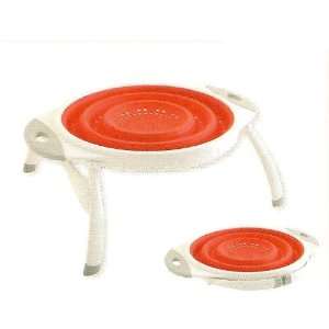   Collapsible Silicone and Plastic Colander with Feet
