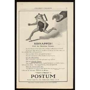  1907 Postum Cereal Running Coffeepot Heart Print Ad (12734 