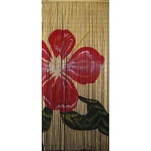  Bamboo Doorway Curtain with Big Red Hibiscus Everything 