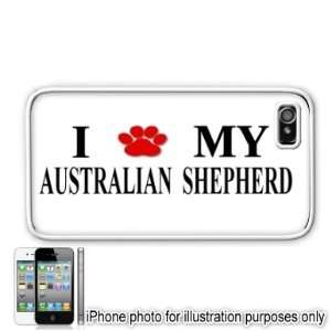  Australian Shepherd Paw Love Dog Apple iPhone 4 4S Case Cover White 