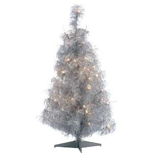   Curly Tinsel Artificial Christmas Tree  Clear Lights