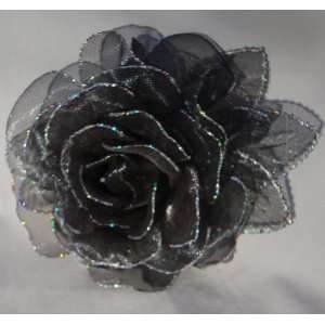  Black Sheer Rose Hair Flower Clip and Pin Back Everything 
