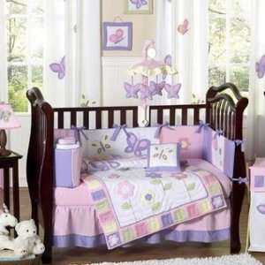  Pink and Purple Butterfly Baby Bedding   9pc Crib Set 
