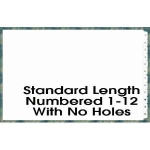  11x17 12 Tabbed Dividers Numbered 1   12 with No Holes 