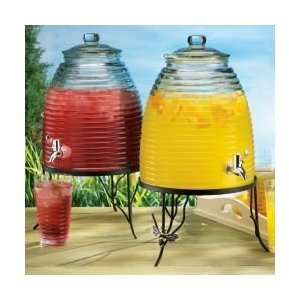  Glass Beehive Beverage Dispenser On Bee Stand