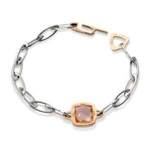  Kris Ladies Bracelet in White/Pink Bronze and Steel with 