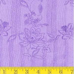  54 Wide Slinky Glitter Floral Stripe Violet Fabric By 