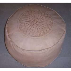  Natural Leather Poof  by Treasure of Morocco 