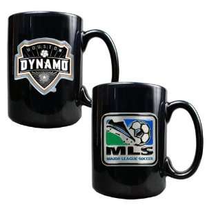 Houston Dynamo MLS 2pc Black Ceramic Mug Set   Primary Team Logo & MLS 