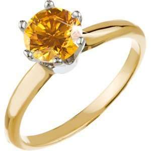   Gold Ring with Fancy Orange Yellow Diamond 0.1+ carat Brilliant cut