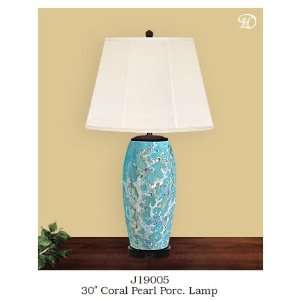 Porcelain Turquoise Ocean Coral Beach Lamp 30 H  Kitchen 