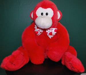 TY Classic Plush Valentines Day Red Monkey Collectible  
