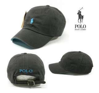 Polo Cap Baseball Golf Sports Hat Dark Gray Cap with Dark Blue Small 