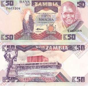 ZAMBIA 50 Kwacha Banknotes World Money UNC Currency p28  