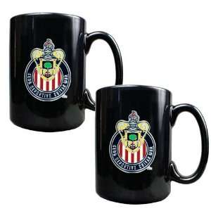  Club Deportivo Chivas Usa 2 Piece Black Ceramic Mug Set 