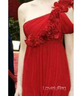 Red Designer Chiffon Prom Ball Long Train Evening Dress  